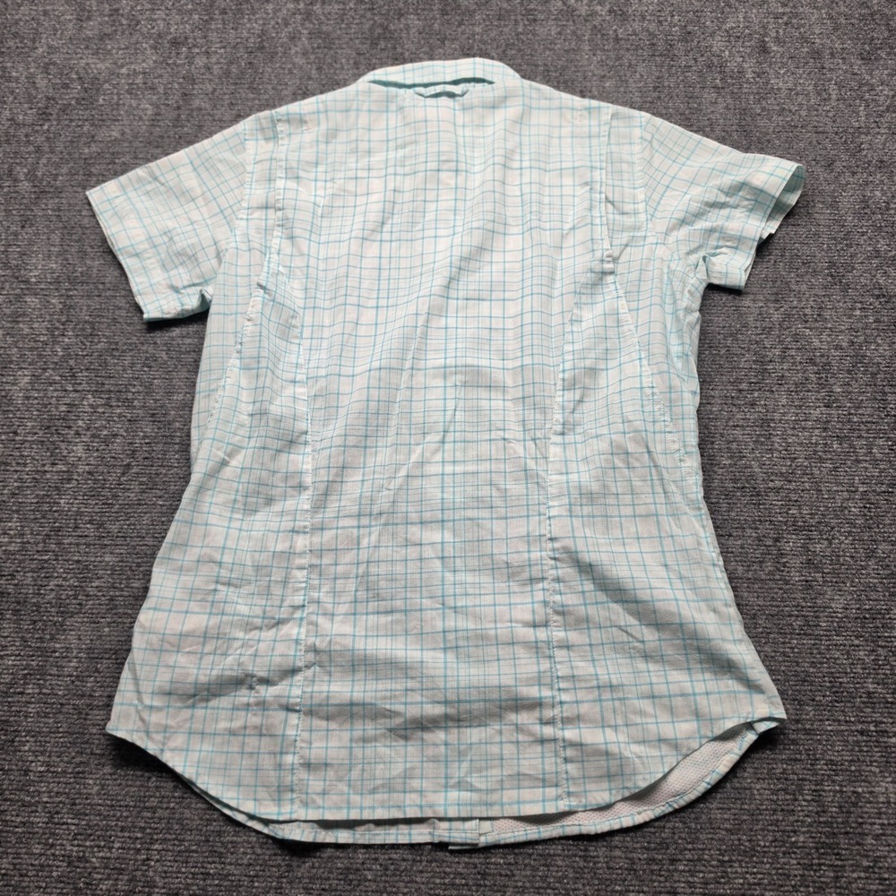 Columbia Titanium Womens M Shirt Plaid Short Sleeve Hiking Top Aqua Grid Checked - Picture 6 of 12